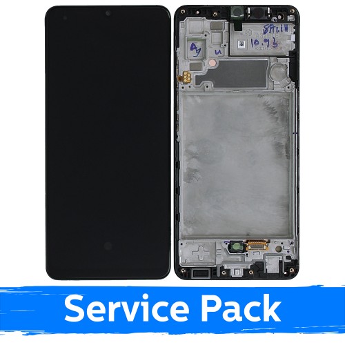 Ekranas skirtas Samsung A325 A32 4G juodas su rėmeliu (Service Pack)