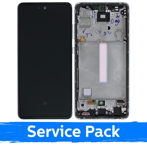 Ekranas skirtas Samsung A525 (A526) A52 su rėmeliu / Awesome White / (Service Pack)