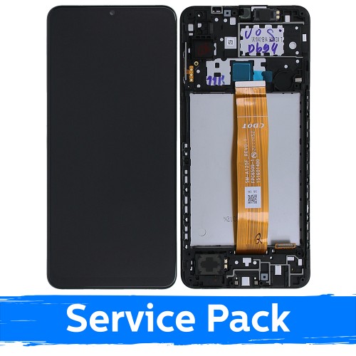 Ekranas skirtas Samsung A125 A12 juodas su rėmeliu (Service Pack)