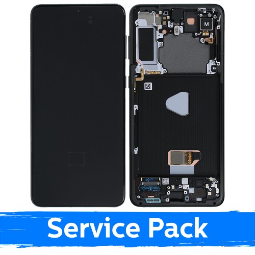 Ekranas skirtas Samsung G996 S21 Plus su rėmeliu / Phantom Black / (Service Pack)