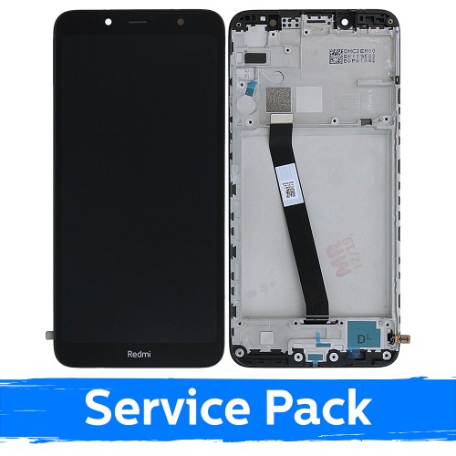 Ekranas skirtas Xiaomi Redmi 7A juodas su rėmeliu (Service Pack)