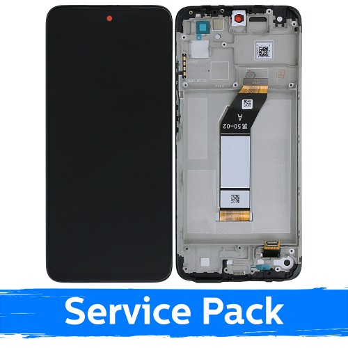 Ekranas skirtas Xiaomi Redmi 10 (2021) juodas su rėmeliu (Service Pack)