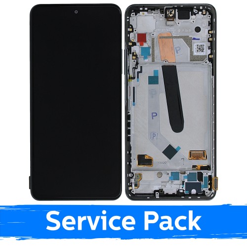 Ekranas skirtas Xiaomi Poco F3 (Mi 11X / Mi 11i) su rėmeliu / Night Black / (Service Pack)