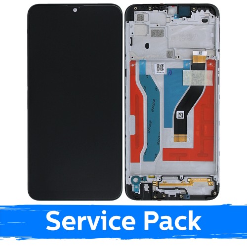 Ekranas skirtas Samsung A107 A10s juodas su rėmeliu (Service Pack)