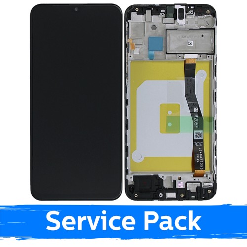 Ekranas skirtas Samsung M205 M20 juodas su rėmeliu (Service Pack)