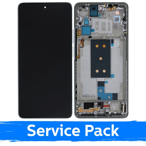 Ekranas skirtas Xiaomi 11T Pro / 11T su rėmeliu / Moonlight White / (Service Pack)