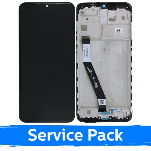 Ekranas skirtas Xiaomi Redmi 9 su rėmeliu / Black / (Service Pack)