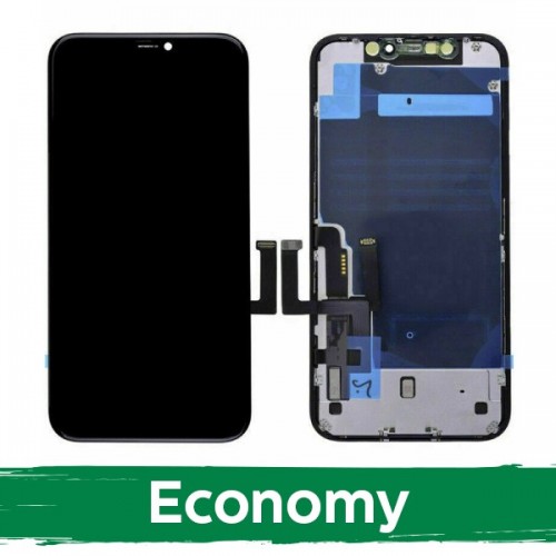 Ekranas skirtas iPhone 11 juodas (INCELL su metaline skarda / Economy) / *Removable IC* /