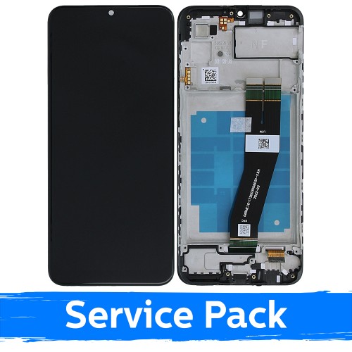 Ekranas skirtas Samsung A035G A03 (2022) juodas su rėmeliu (Service Pack)
