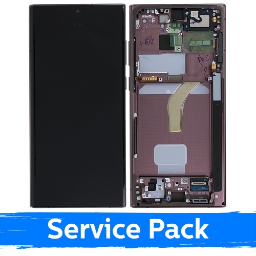 Ekranas skirtas Samsung S908 S22 Ultra su rėmeliu / Burgundy / (Service Pack)