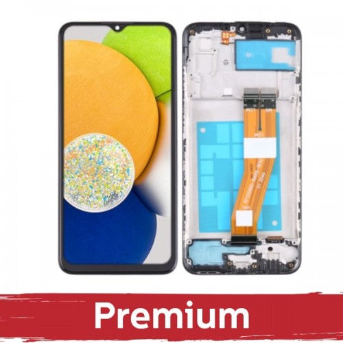 Ekranas skirtas Samsung A035F A03 non-EU juodas su rėmeliu OEM