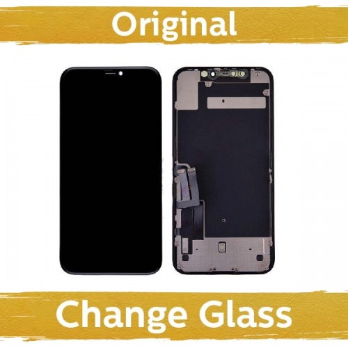 Ekranas skirtas iPhone 11 juodas (+ metalinė skarda) (Atnaujintas: China)
