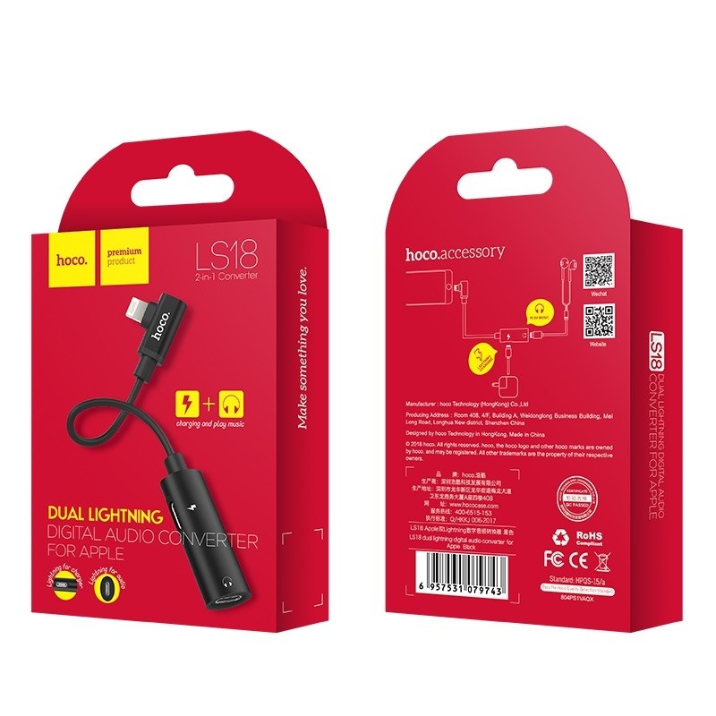 Adapteris Dual "lightning" Hoco LS18 juodas