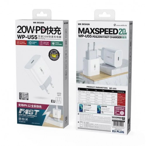 Įkroviklis WK Design "WP-U55" baltas 20W (1xUSB-C)
