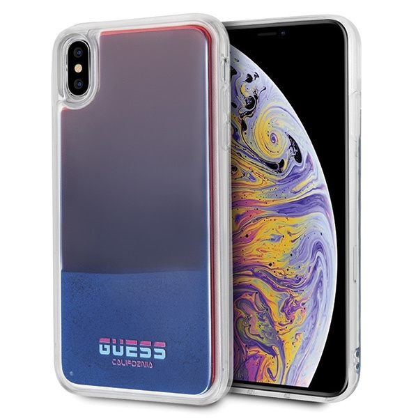 Guess GUHCI65GLCRE iPhone Xs Max raudonas kietas dėklas California Glow tamsoje