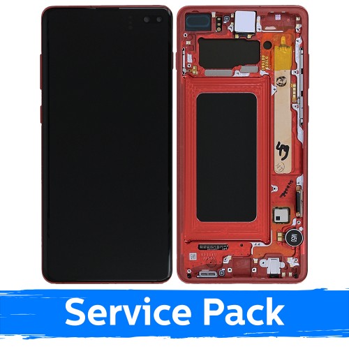 Ekranas skirtas Samsung G975 S10 Plus su rėmeliu / Cardinal Red / (Service Pack)