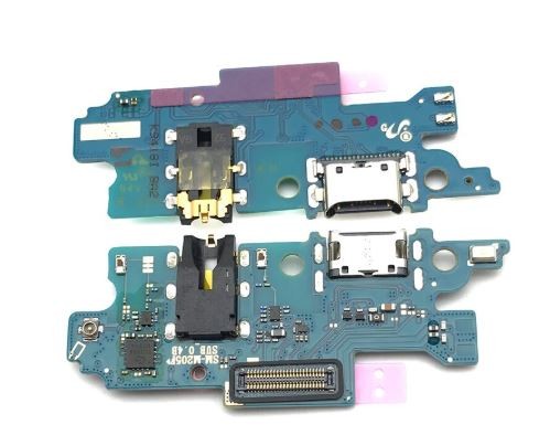 Lanksčioji jungtis Samsung M205 M20 2019 su įkrovimo kontaktu, mikrofonu, ausinių lizdu HQ