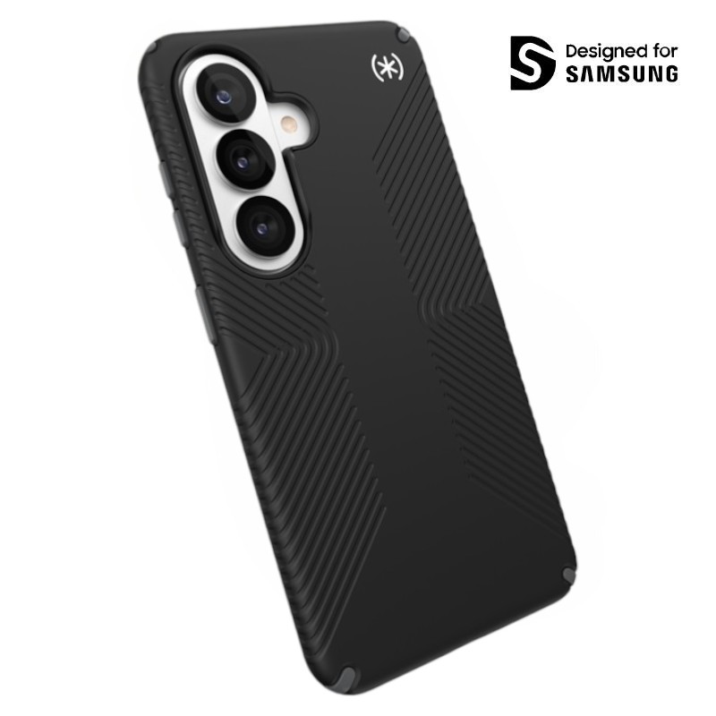 Speck Presidio2 Grip Magnet – Samsung Galaxy S26 MagSafe dėklas (juodas/Slate Grey/baltas)