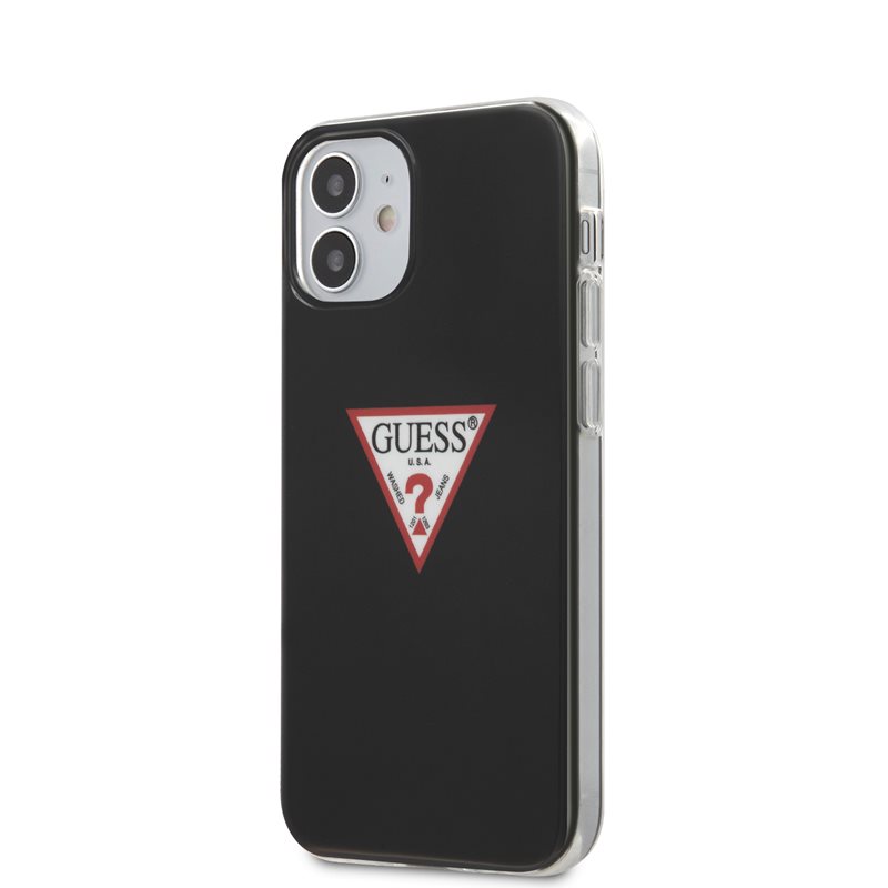 Guess GUHCP12SPCUCTLBK iPhone 12 mini 5.4" juodas kietas dėklas Triangle kolekcija