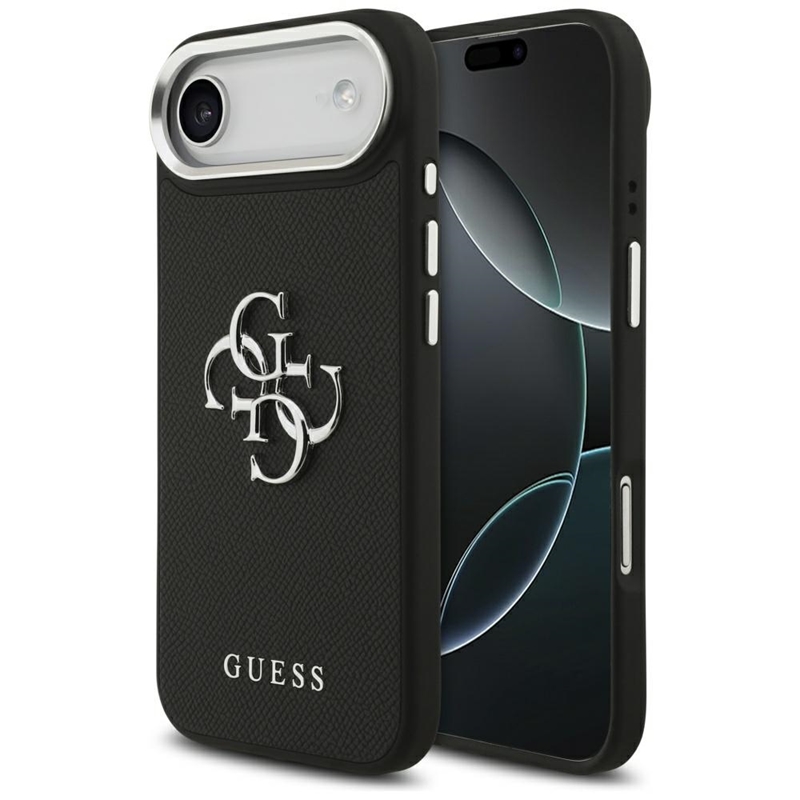 Guess Grained Big 4G Classic Logo dėklas telefonui iPhone 17 Air - juodas