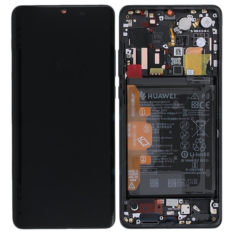Ekranas Huawei P30 PRO su lietimui jautriu stikliuku ir rėmeliu ir baterija Black originalus (used Grade A)