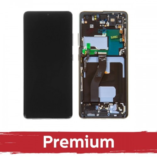 LCD ekranas suderinamas su Samsung G998 S21 Ultra su rėmeliu / Phantom Silver / OEM