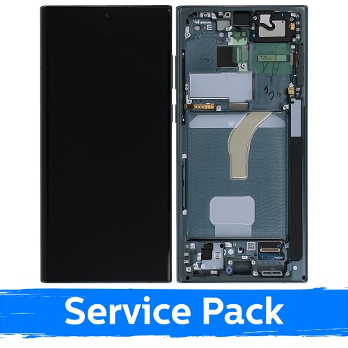 LCD ekranas suderinamas su Samsung S908 S22 Ultra su rėmeliu / Žalias / (Service Pack)