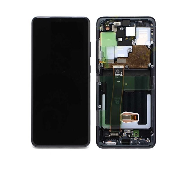 Ekranas Samsung G988 S20 Ultra su lietimui jautriu stikliuku ir rėmeliu Cosmic Black originalus (service pack)