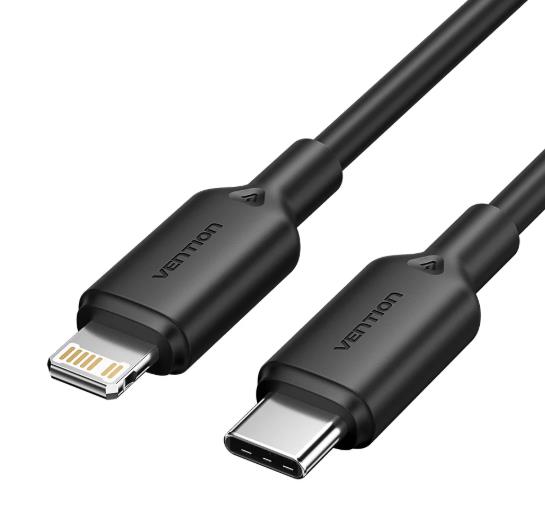 Laidas USB-C į Lightning 2m juodas Vention