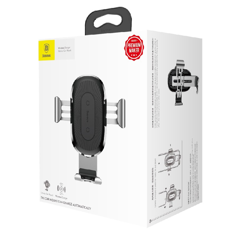 Belaidis automobilinis įkroviklis-laikiklis Baseus WXYL-01 (5V/2A 9V/1.7A) bevielis juodas