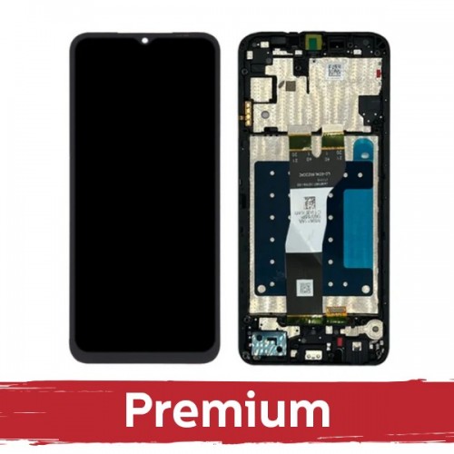 LCD ekranas suderinamas su Samsung A057 A05s juodas su rėmeliu OEM