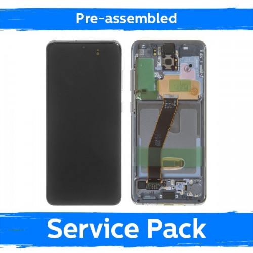 LCD ekranas suderinamas su Samsung G980 (G981) S20 su rėmeliu / Cosmic Gray / (Iš anksto surinktas Service Pack)