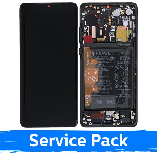 Ekranas skirtas Huawei P30 Pro su rėmeliu / Black / (Service Pack)