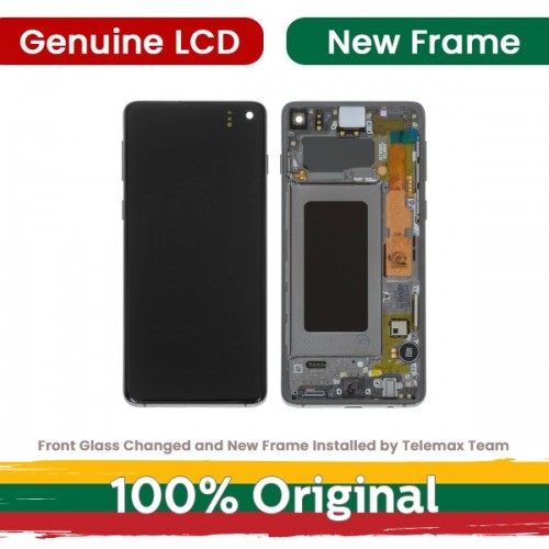 LCD ekranas suderinamas su Samsung G973 S10 su rėmeliu / Prism White / (Atnaujintas: Telemax)