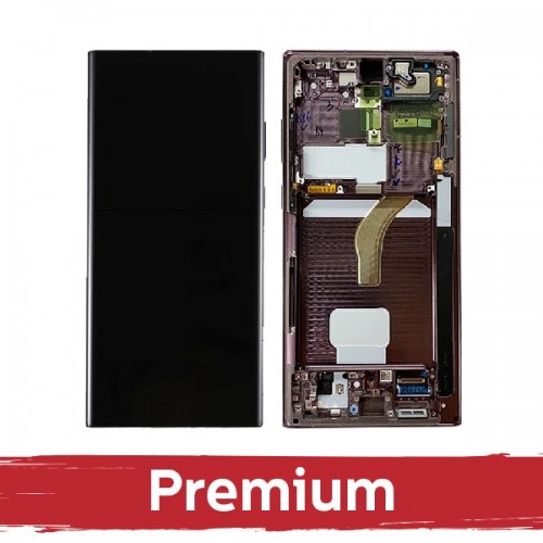 LCD ekranas suderinamas su Samsung S908 S22 Ultra su rėmeliu / baltas / OEM