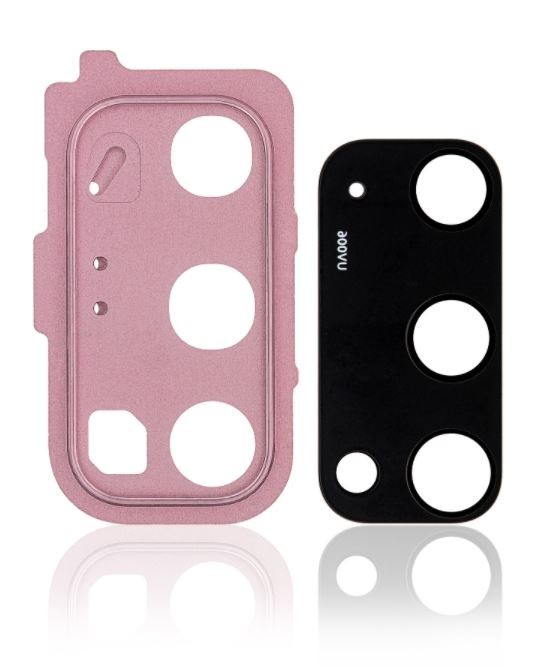 Samsung G980/G981 S20 kameros stikliukas su rėmeliu Cloud Pink ORG