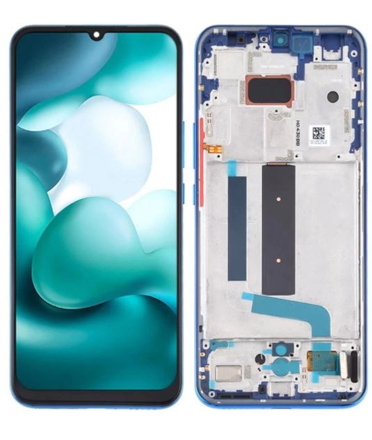 Ekranas Xiaomi Mi 10 Lite 5G su lietimui jautriu stikliuku ir rėmeliu Blue/Green originalus (service pack)