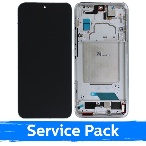 LCD ekranas suderinamas su Xiaomi 13 su rėmeliu / Baltas / (Service Pack)