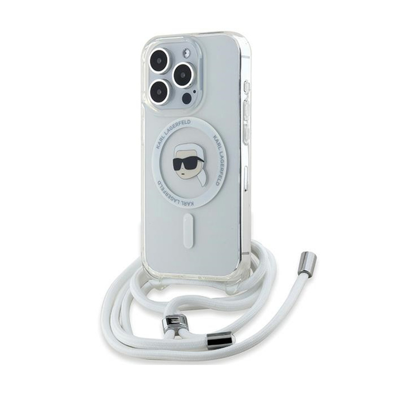 Karl Lagerfeld Crossbody IML Karl Head Magnetinis dėklas telefonui iPhone 15 Pro – permatomas