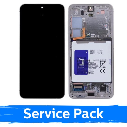 LCD Ekranas suderinamas su Samsung S921 S24 su rėmeliu / Amber Yellow / (Service Pack) +SU BATERIJA