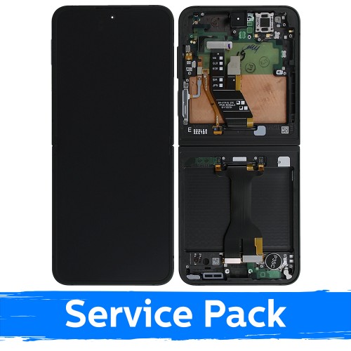 LCD ekranas suderinamas su Samsung Z F741 Flip 6 su rėmeliu / juodas / (Service Pack)