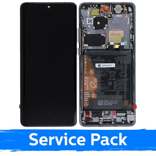 LCD ekranas suderinamas su Huawei P50 Pro su rėmeliu / Golden Black / (Service Pack)