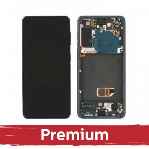 LCD ekranas suderinamas su Samsung G991 S21 su rėmeliu / Fantominis baltas / OEM