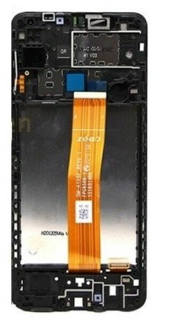 Ekranas Samsung M127 M12 2021 su lietimui jautriu stikliuku ir rėmeliu Black originalus (service pack)