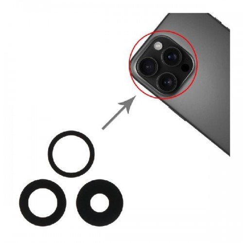 Galinės kameros lęšis suderinamas su Apple iPhone 16 Pro / 16 Pro Max galinės kameros lęšis (3vnt.)