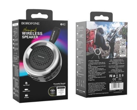 Bluetooth nešiojamas garsiakalbis BOROFONE Aurora BR2 juodas