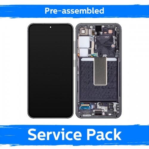 LCD ekranas suderinamas su Samsung S911 S23 su rėmeliu / Cream / (Iš anksto surinktas Service Pack)