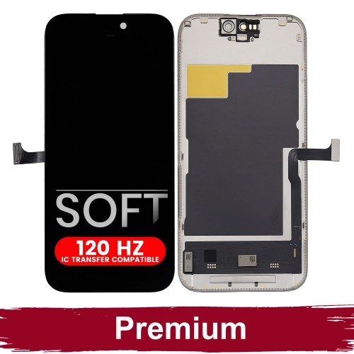 LCD ekranas suderinamas su iPhone 15 Pro juodas (SOFT OLED / Stable 120Hz / Premium)