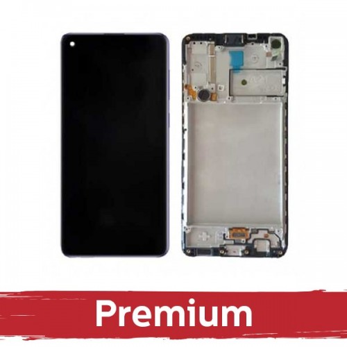 LCD ekranas suderinamas su Samsung A235 A23 4G juodas su rėmeliu OEM