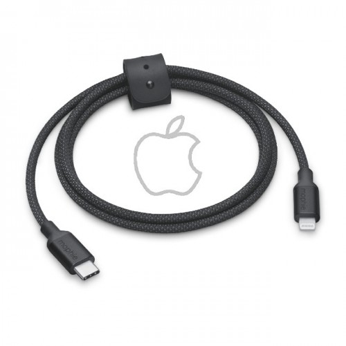 USB laidas Apple "Woven" (A2432) juodas 100cm "Type-C / Lightning" / 100% originalus /